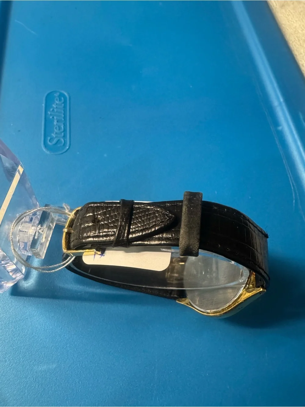 Seiko Gold Dial Watch with Black Strap